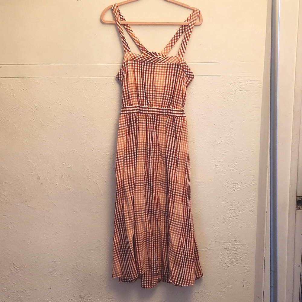 Orange/Red Gingham Cotton Dress
